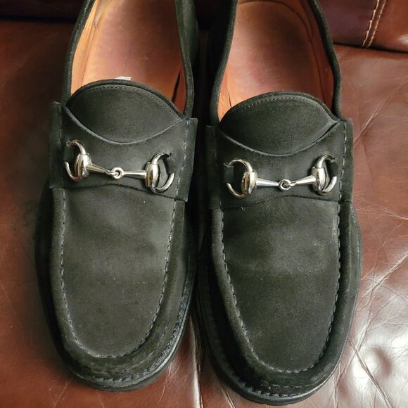 AUTHENTIC Vintage 90's Men's BLACK SUEDE HORSEBIT GUCCI Loafers SIZE 8D - Picture 4 of 16
